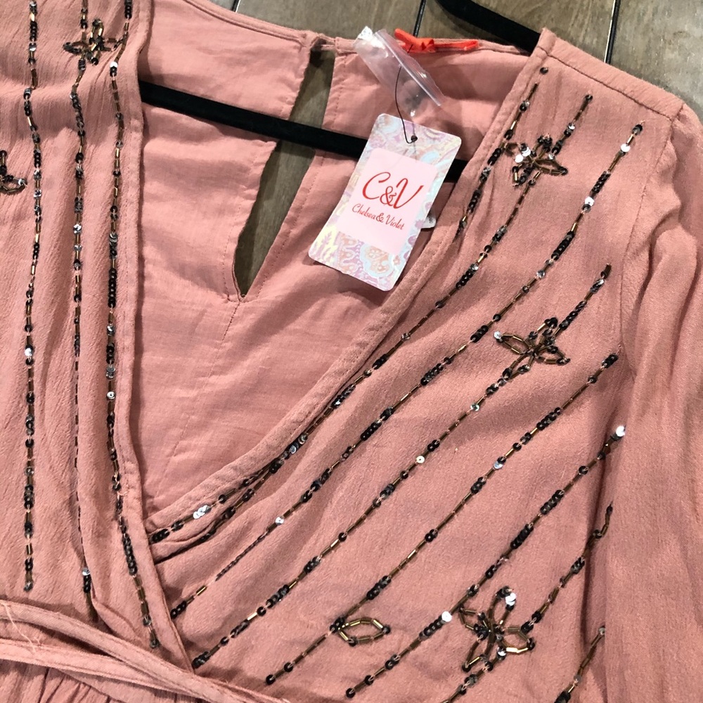 NWT beaded long sleeve dress